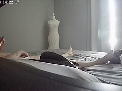 Hot wife milf caught bedroom masturbating watching porn